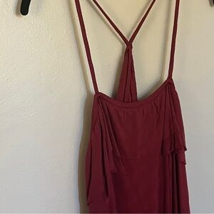 Nordstrom Sun & Shadow Ruffle Tank Top Red Cordovan Small NEW